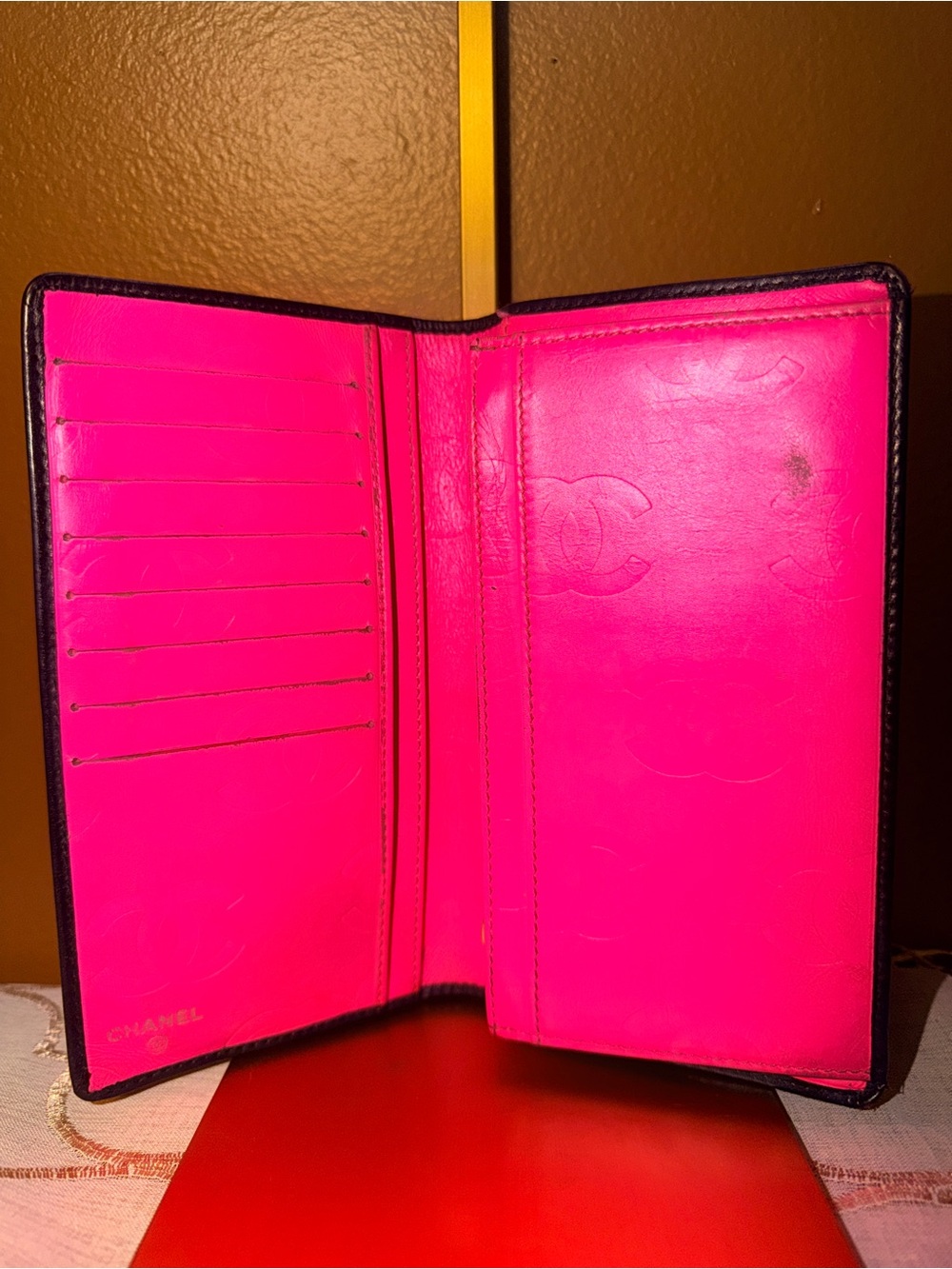 CHANEL Cambon Black Quilted CC Logo Long Wallet w Pink Interior - Picture 3 of 9